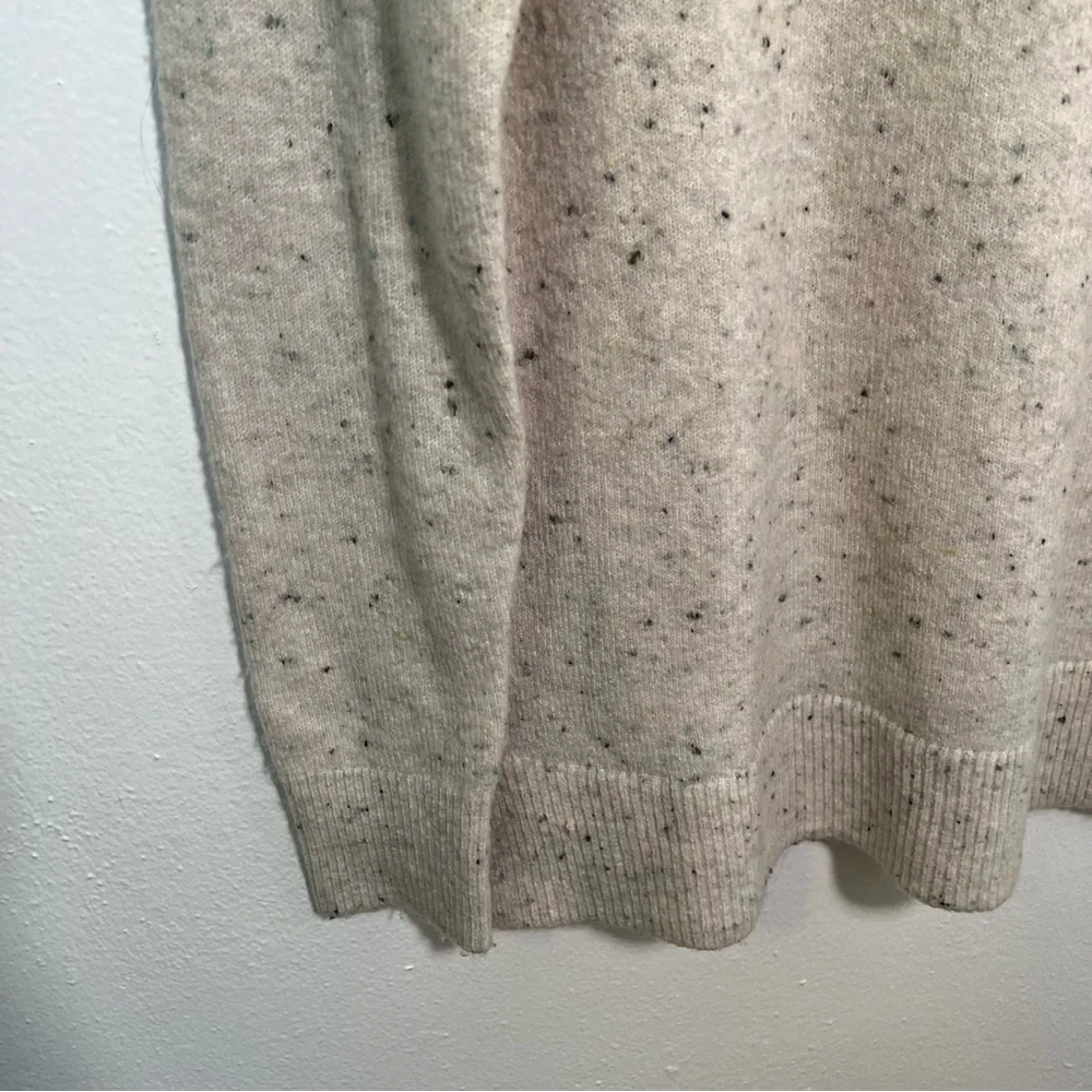Loft Women's Size XS Flecked Mock Neck Tunic Sweater Cream Speckled Textured